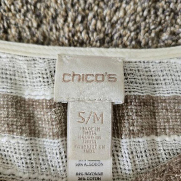 Chico's Poncho Open Knit Top Women's Size S/M Multicolor Crew Neck Short Sleeve - Picture 3 of 7